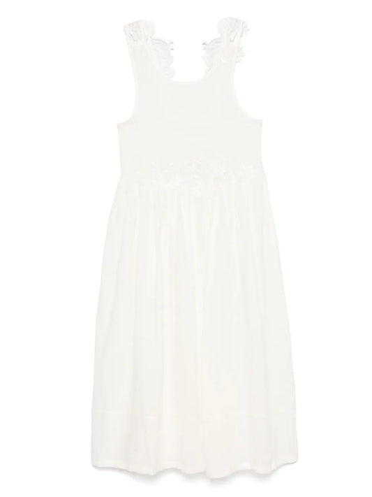 Lace-Embellished Midi Dress