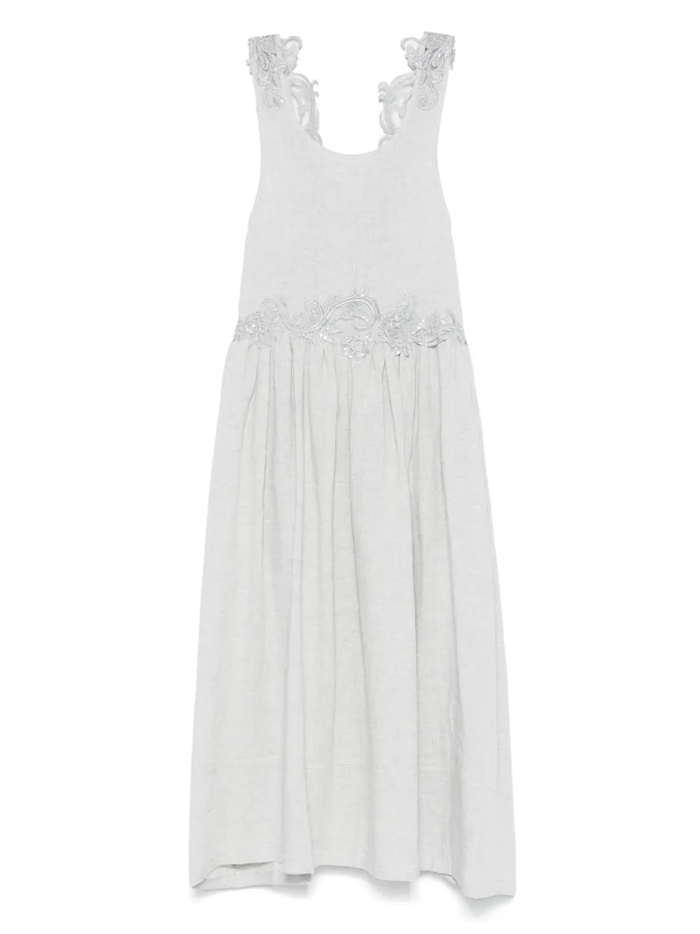 Lace-Embellished Midi Dress