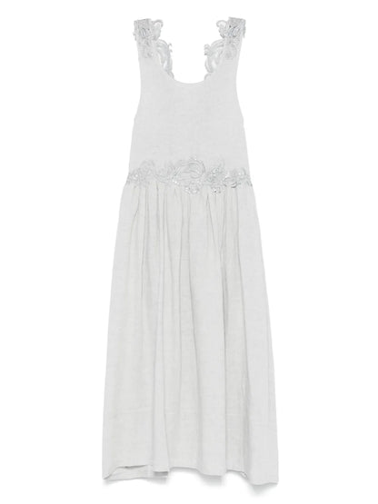 Lace-Embellished Midi Dress