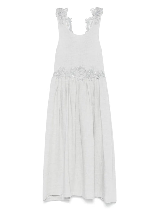 Lace-Embellished Midi Dress