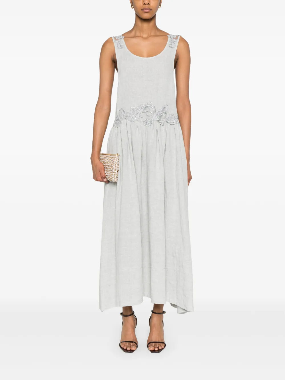 Lace-Embellished Midi Dress