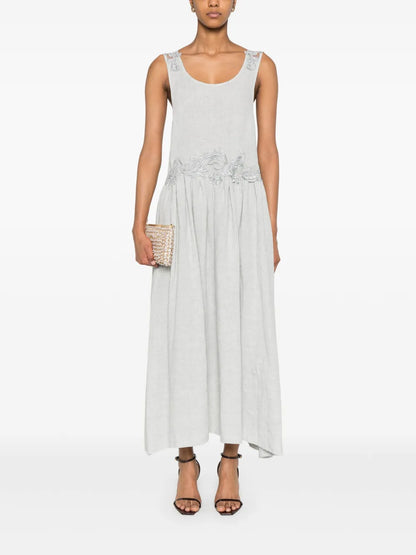 Lace-Embellished Midi Dress