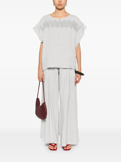 Lurex-Detail Palazzo Pants