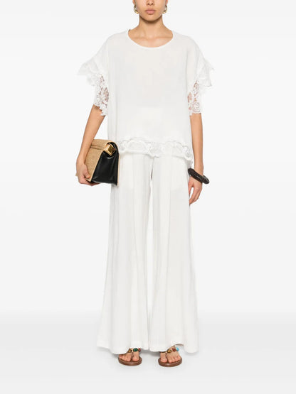 Lurex-Detail Palazzo Pants