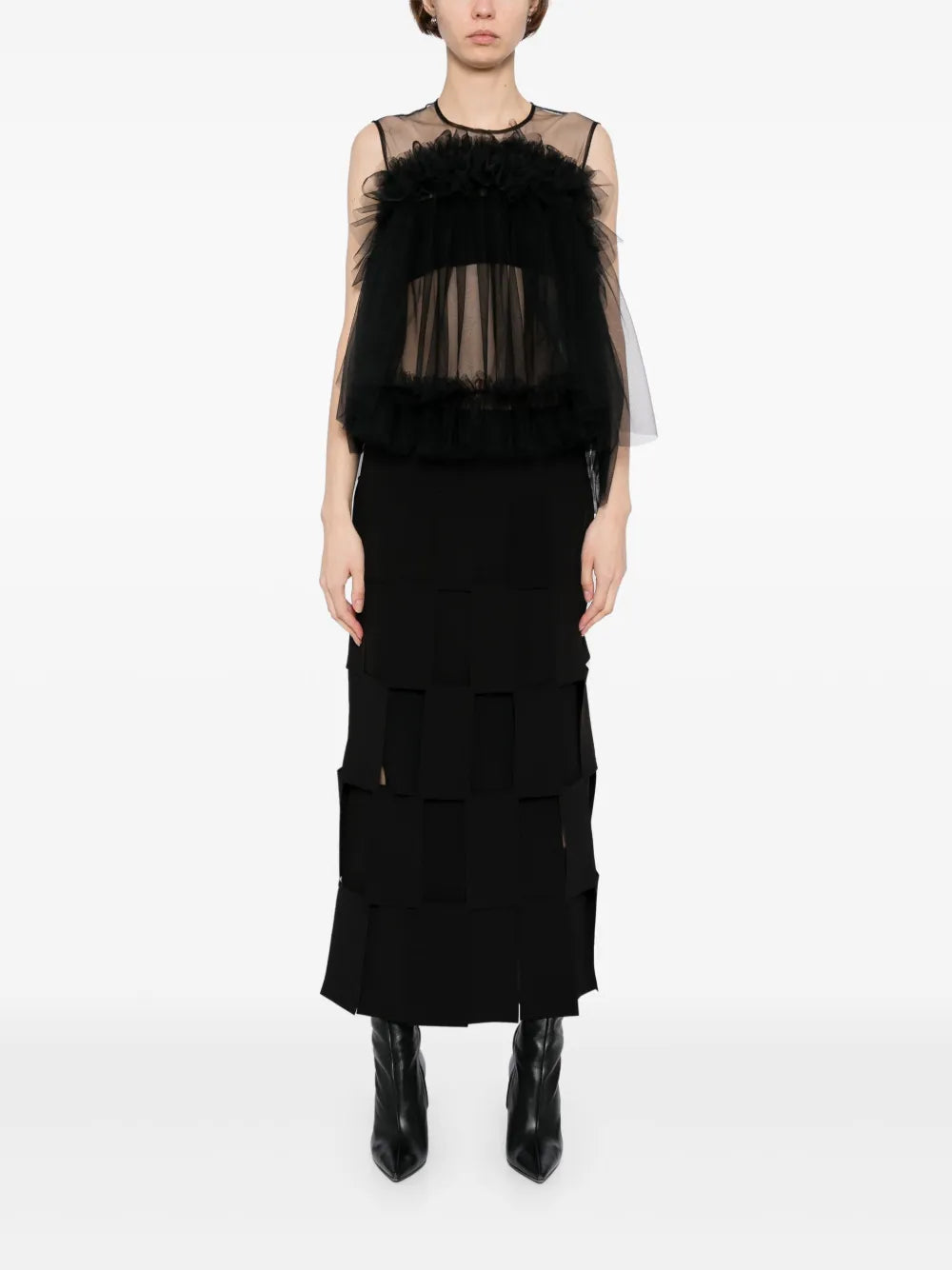 Tulle Ruffle Blouse