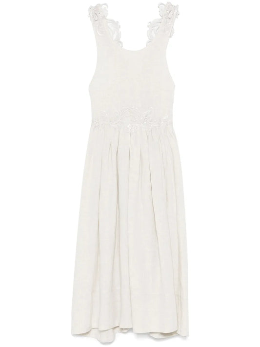 Lace-Detailed Midi Dress