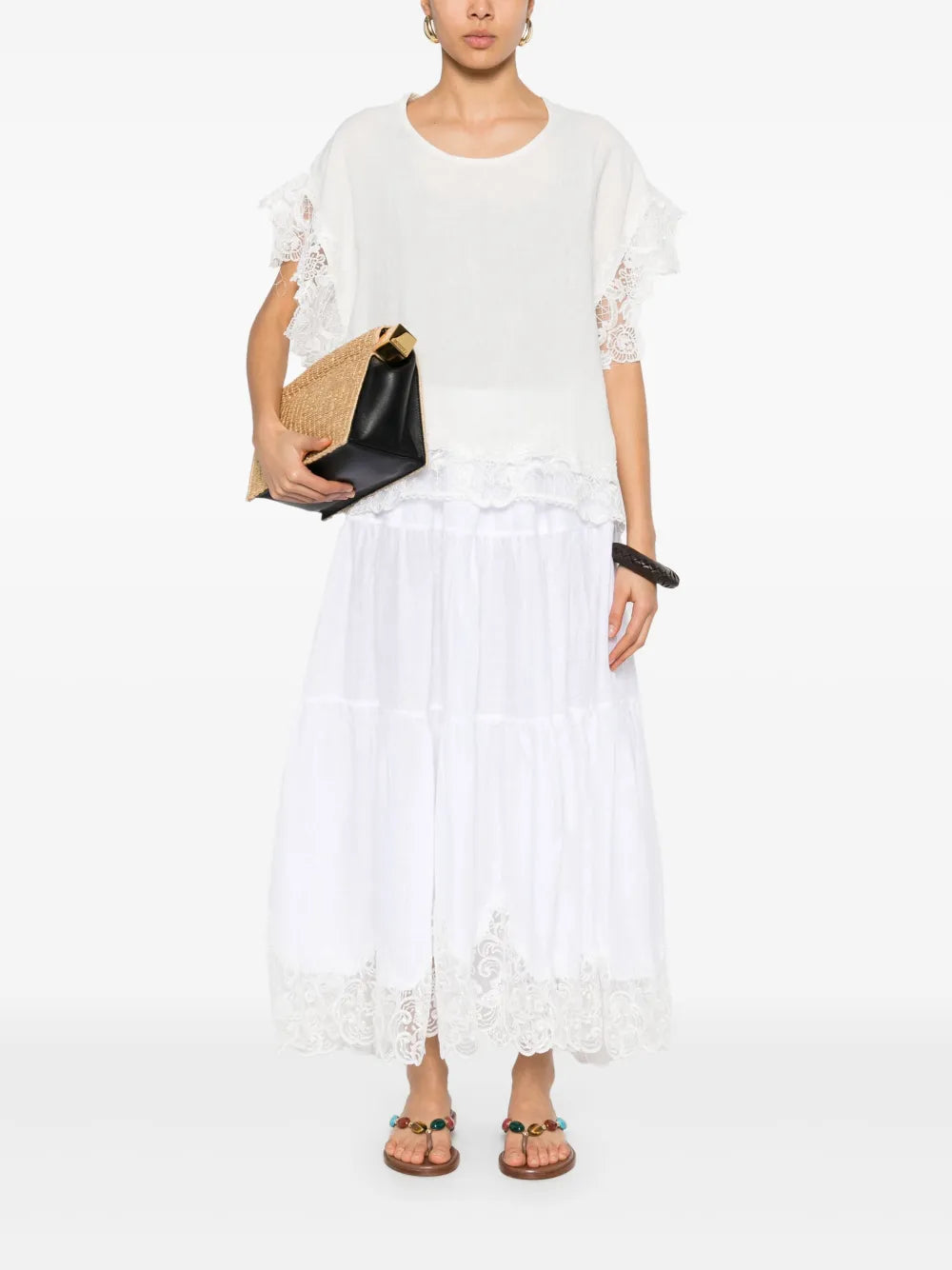 Lace-Trim Maxi Skirt