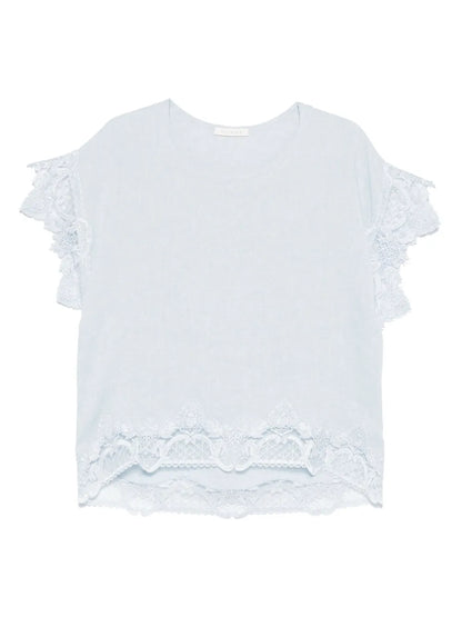 Corded Lace-Trim Blouse