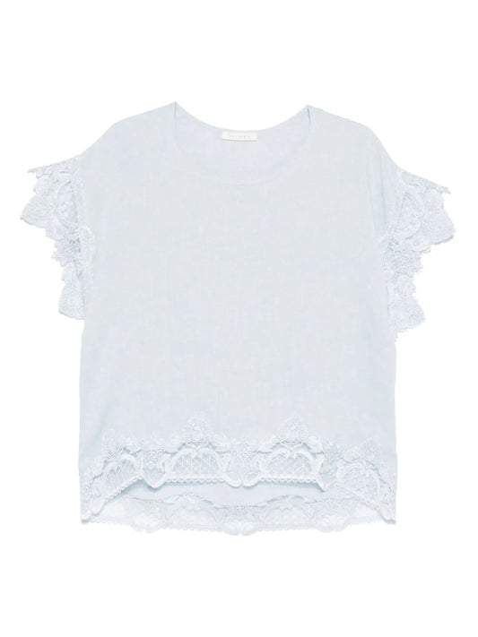 Corded Lace-Trim Blouse