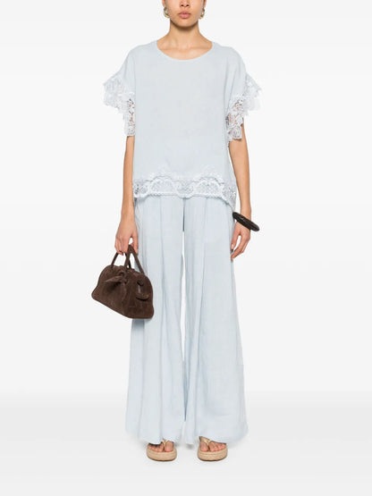Corded Lace-Trim Blouse