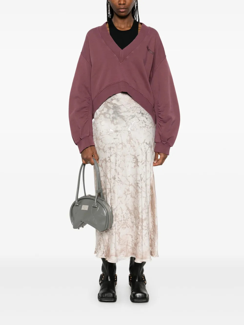 Marbled-Effect Midi Skirt