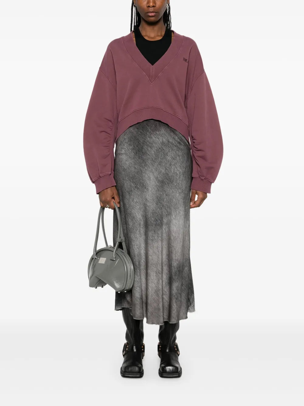 Faded-Effect Midi Skirt