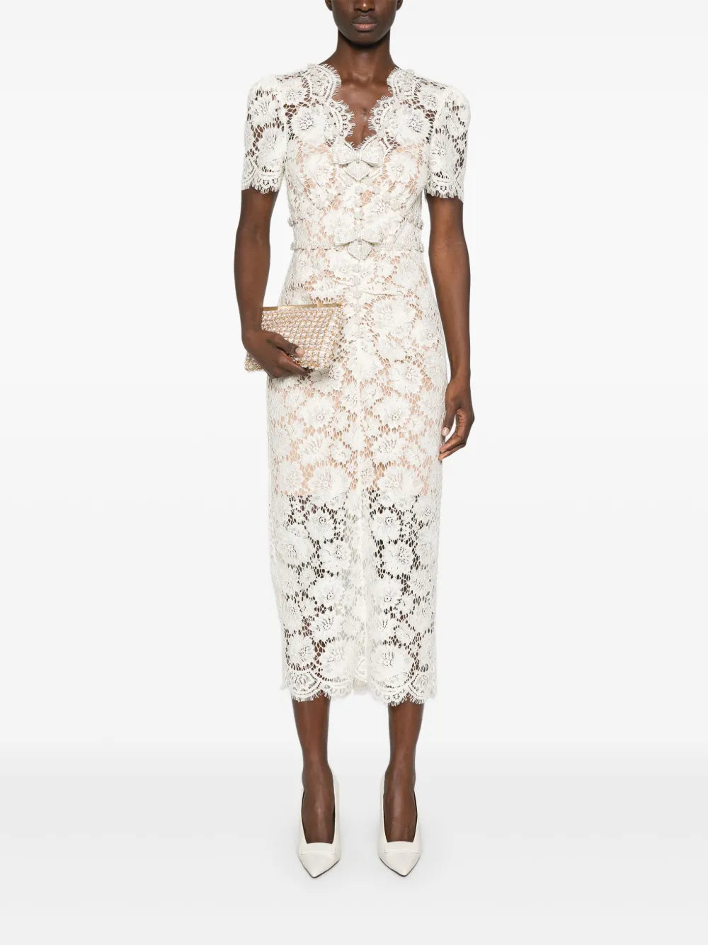Fine-Lace Midi Dress