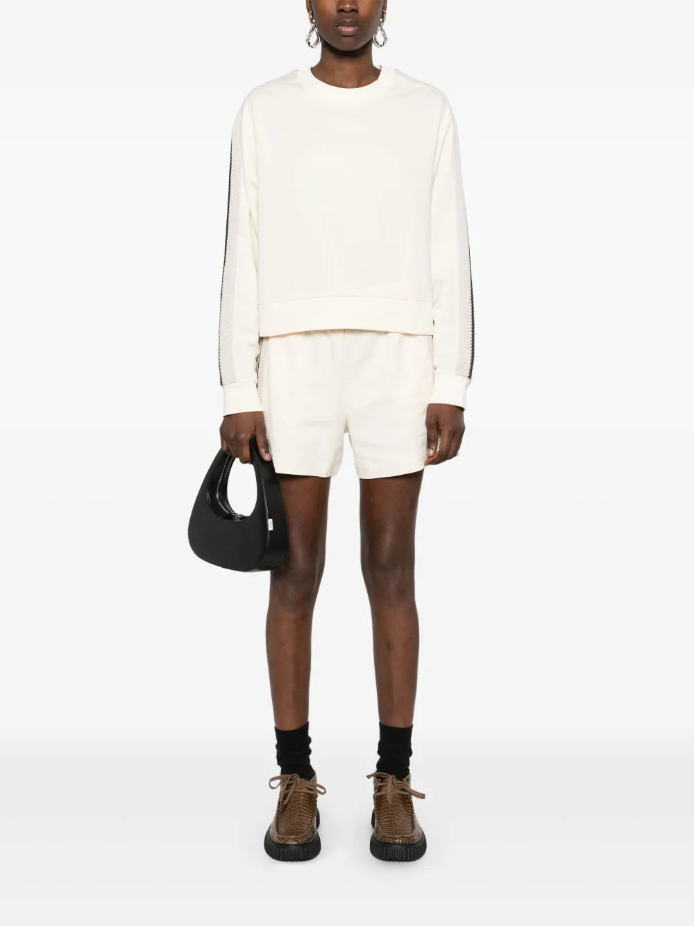 Knitted-Trim Sweatshirt