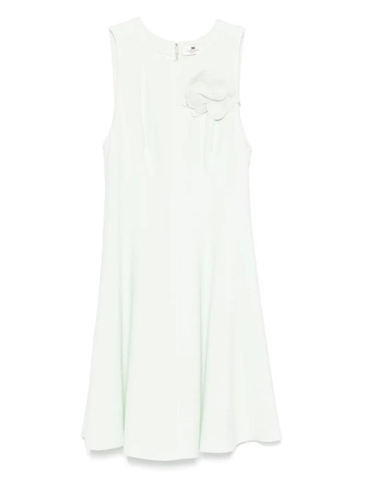 Floral-Appliqué Crepe Mini Dress