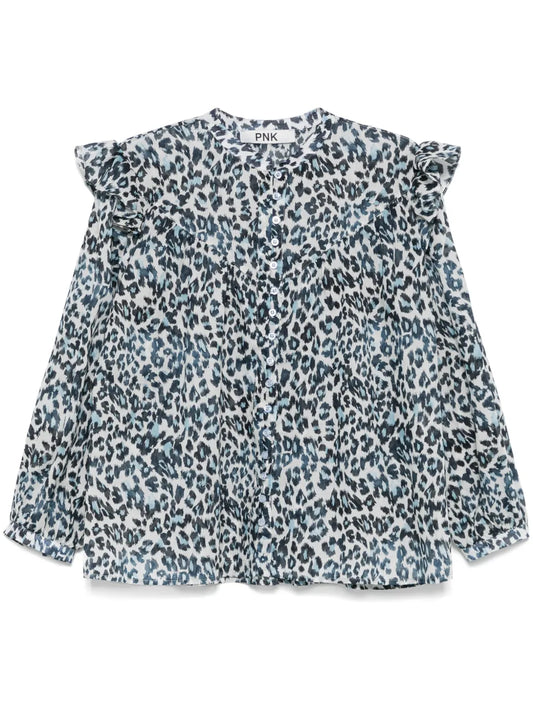 Animal-Print Ruffled Shirt