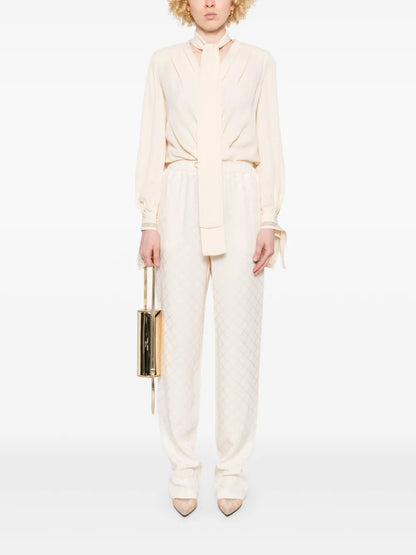 Diamond-Jacquard Satin Trousers