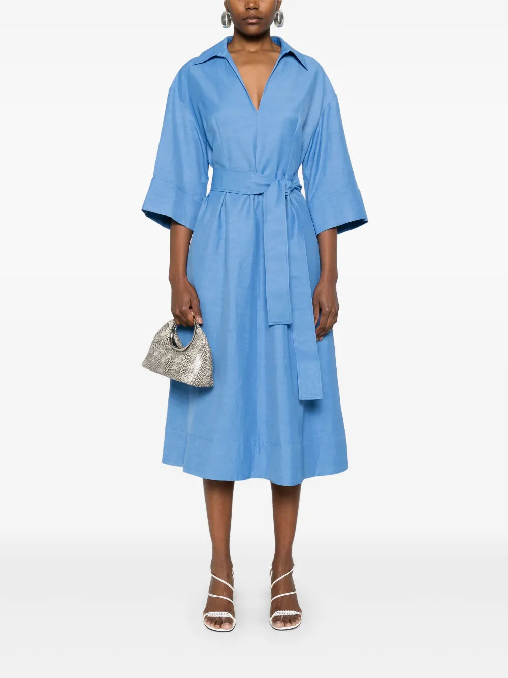 Pleat-Detail Midi Dress