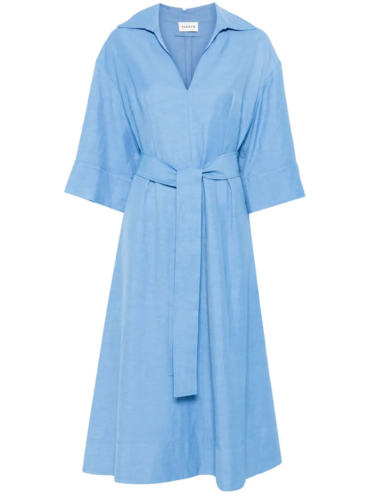 Pleat-Detail Midi Dress