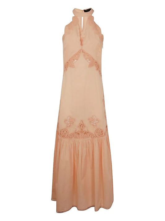 Broderie-Anglaise Halterneck Maxi Dress