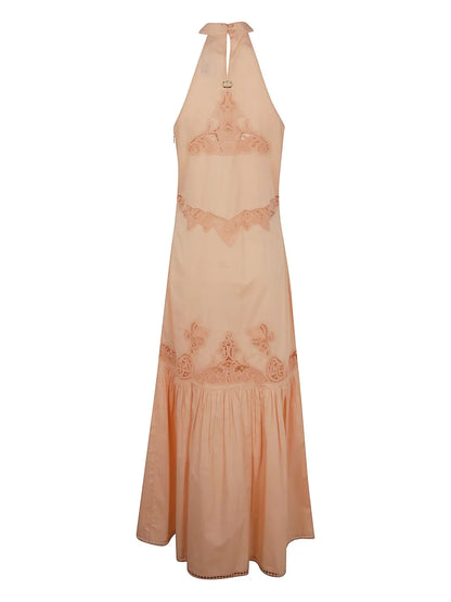 Broderie-Anglaise Halterneck Maxi Dress