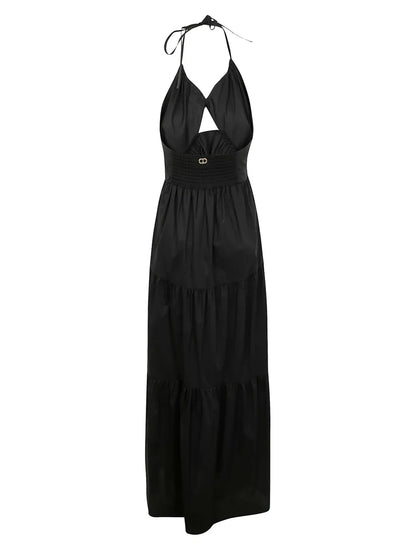 Tie-Fastening Cut-Out Maxi Dress