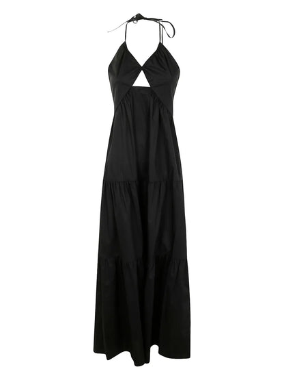 Tie-Fastening Cut-Out Maxi Dress