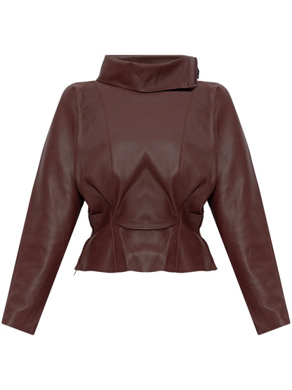 Peplum Design Leather Top