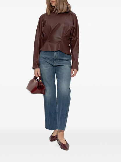 Peplum Design Leather Top