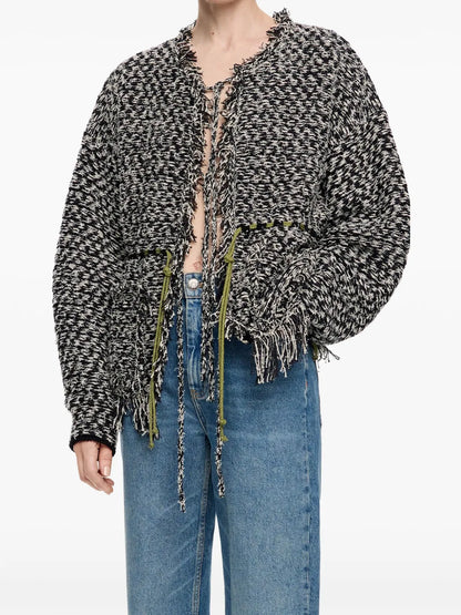 Frayed-Edge Cardigan