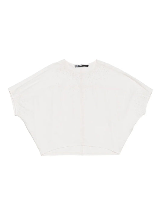 Pleated-Detail Short-Sleeve Top
