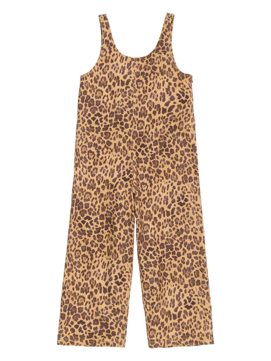 Leopard-Print Denim Jumpsuit