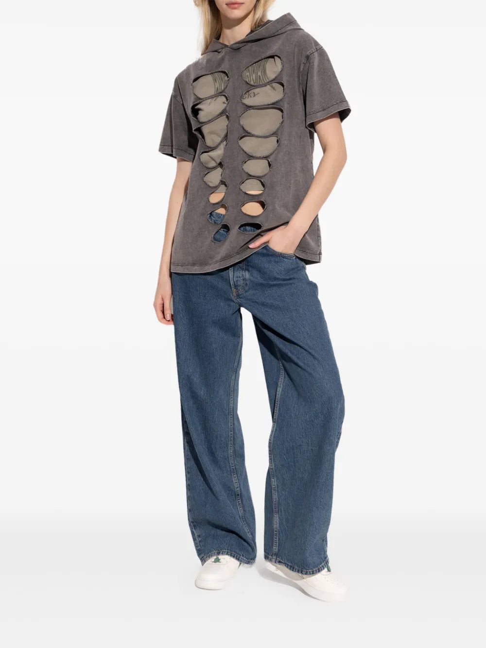 Distressed Hooded T-Shirt
