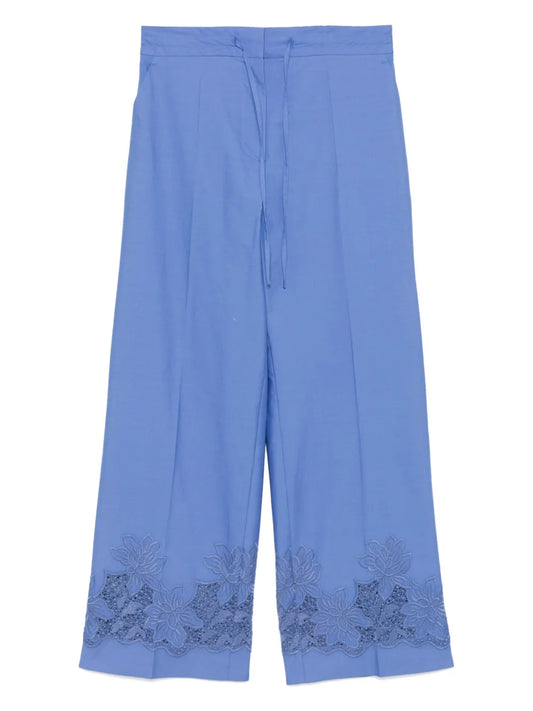 Floral-Embroidery Trousers