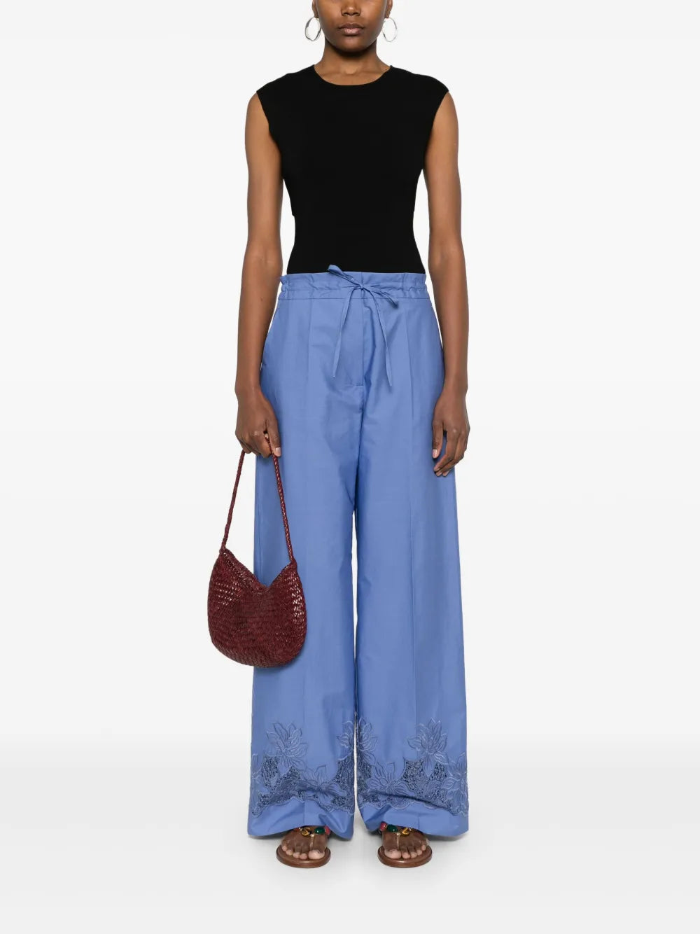 Floral-Embroidery Trousers