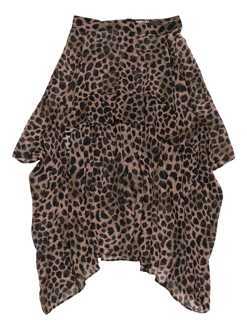 Cheetah-Print Asymmetric Midi Skirt