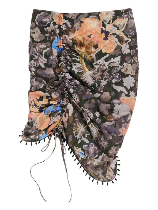 Floral-Print Mini Skirt