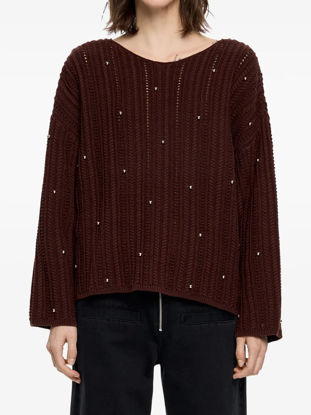 Silver Stud-Embellished Jumper