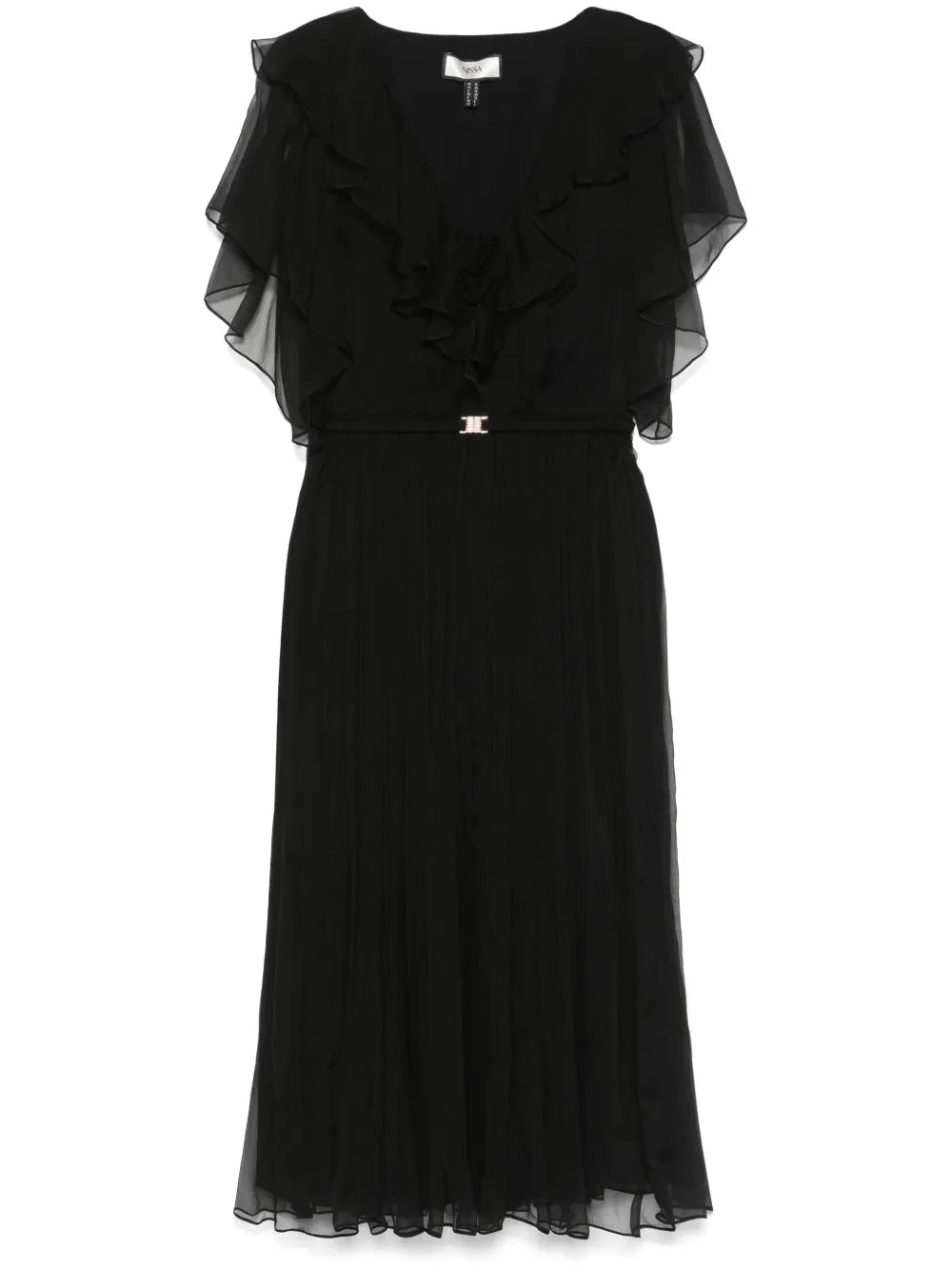 Floral-Appliqué Silk Midi Dress