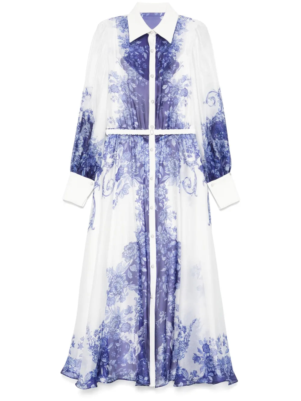 Printed Organza Midi Dress