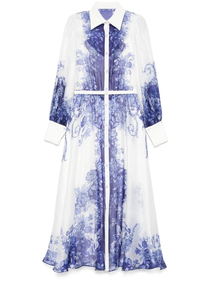 Printed Organza Midi Dress