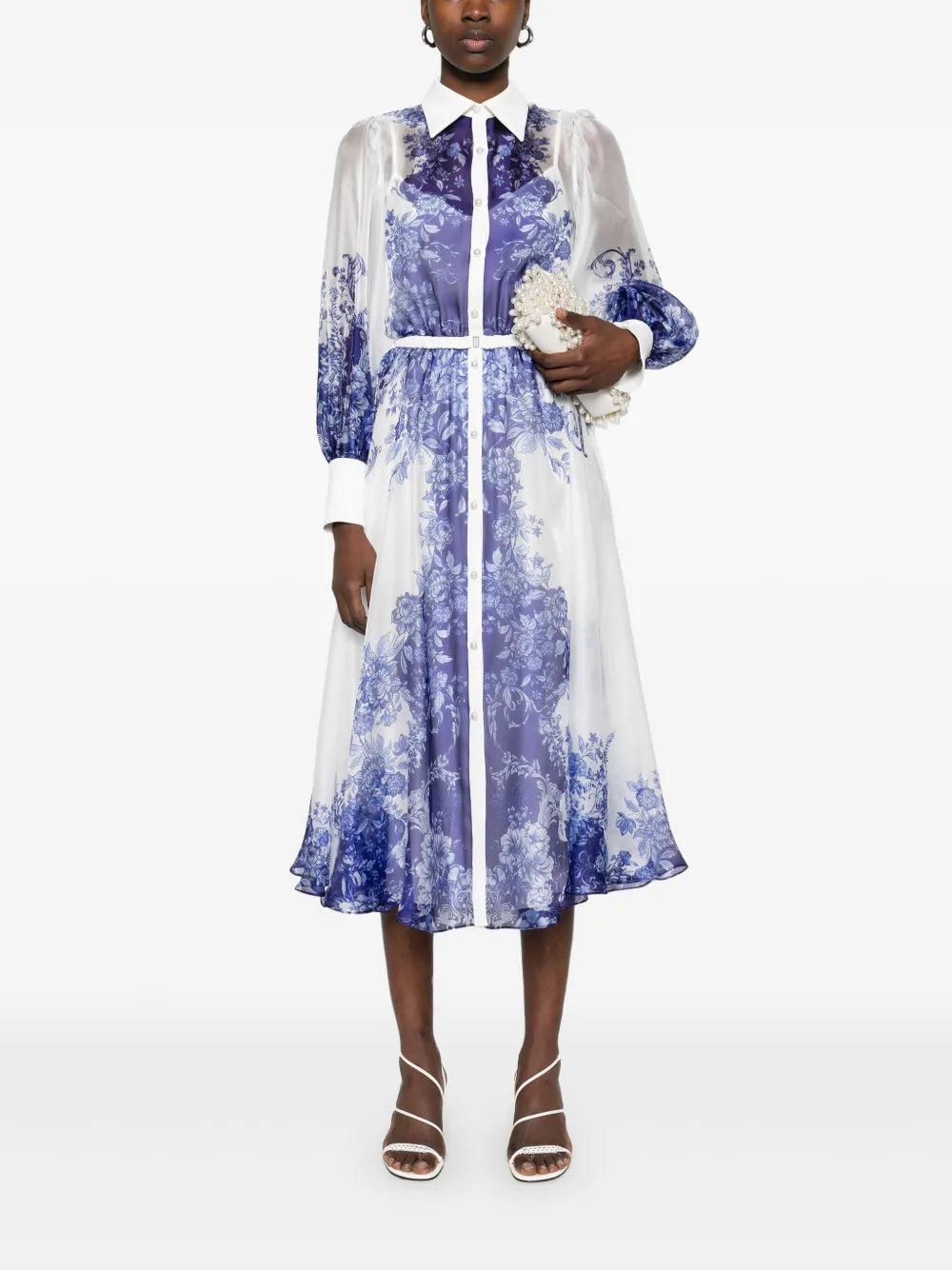 Printed Organza Midi Dress