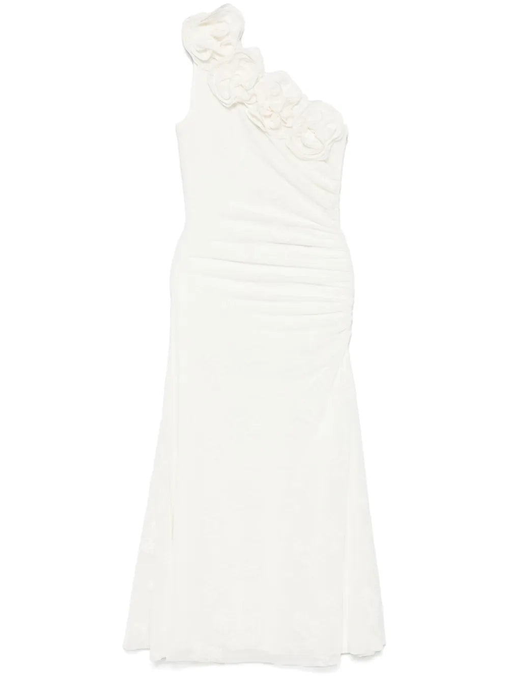 Floral-Appliqué Midi Dress