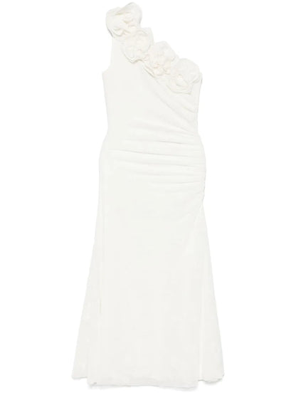 Floral-Appliqué Midi Dress