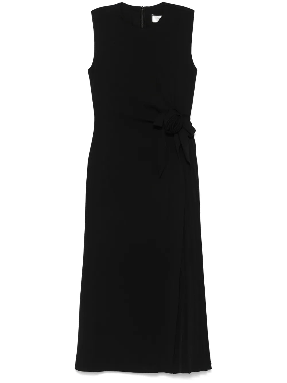 Floral-Appliqué Midi Dress