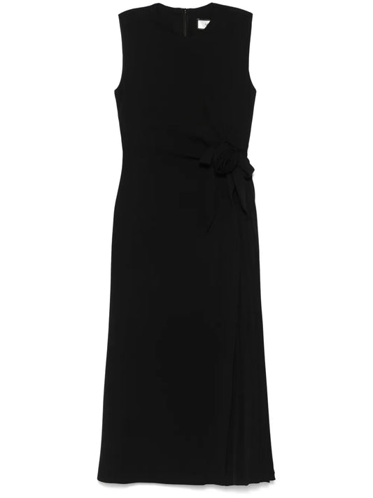 Floral-Appliqué Midi Dress
