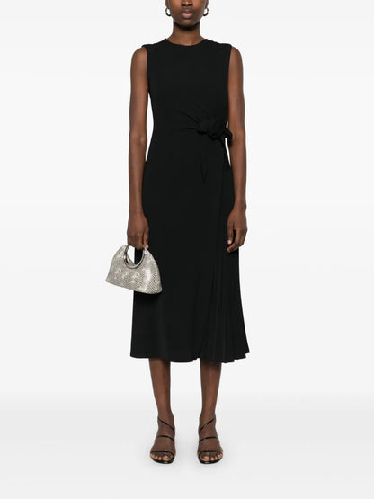 Floral-Appliqué Midi Dress