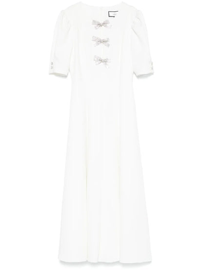 Crystal-Bow Crepe Midi Dress