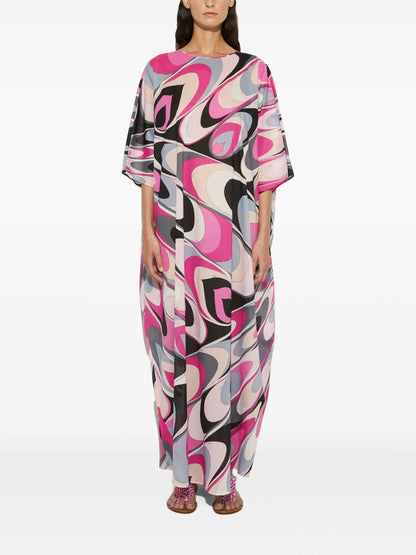 Onde-Print Kaftan Dress