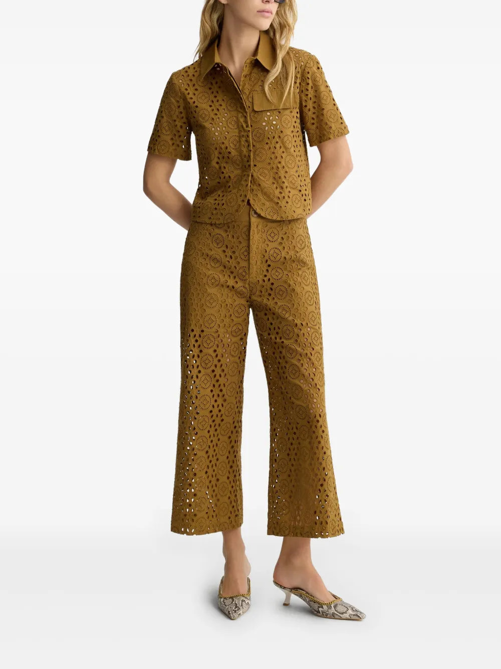 Embroidery Cropped Trousers